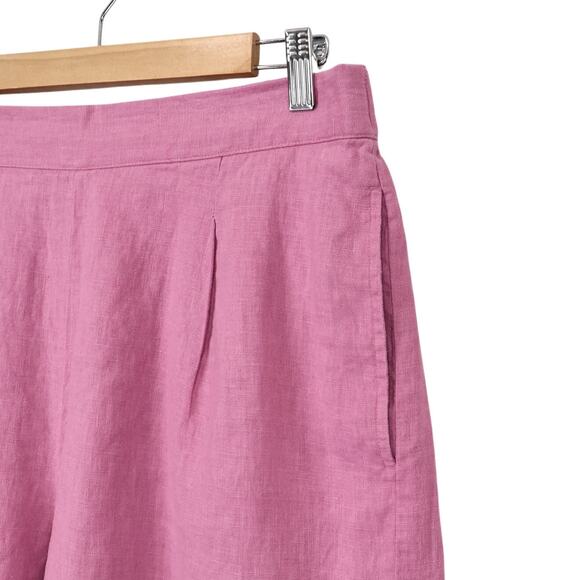 NWT Madewell Clean Pull-On Linen Shorts Pockets Pleats Pink Size Large - Picture 3 of 6